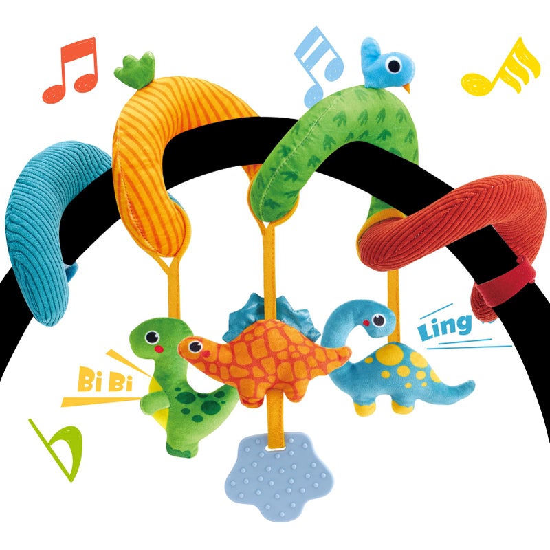 hahaland Car Seat Toys for Babies 0-6 Months Boy - Baby Toys 0-6 Months - Rattle, Mirror, Crinkle, Squeaky, Developmental Carseat Stroller Travel Birthday Gift for Infants - Image 1