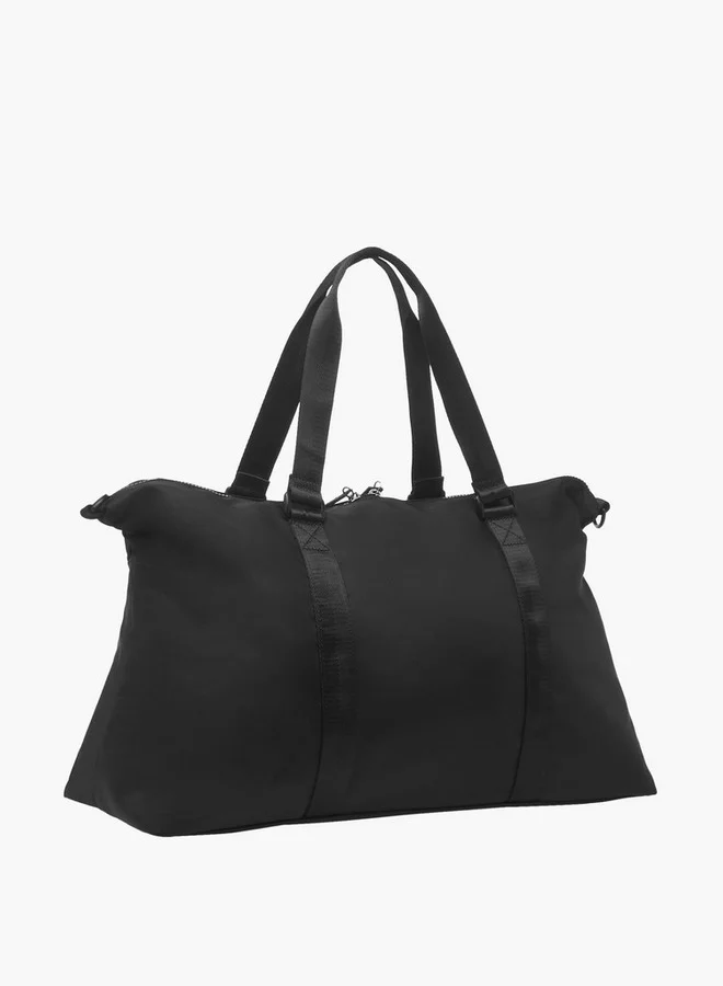 Oaklan by Shoexpress Men Logo Print Duffle Bag with Double Handles and Zip Closure
