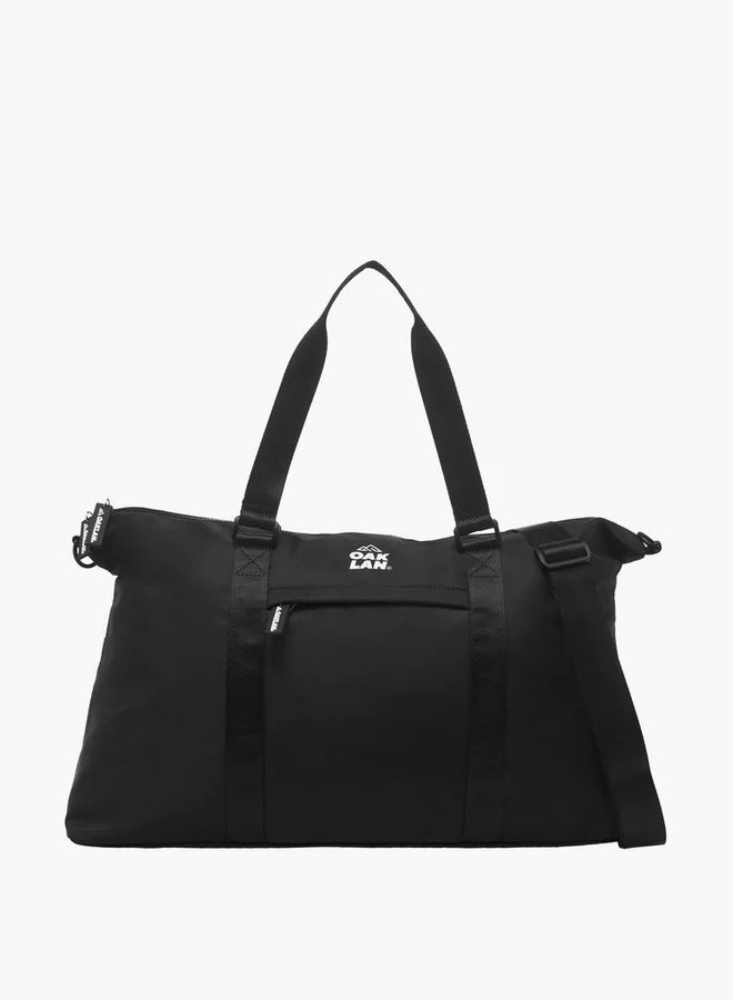 Oaklan by Shoexpress Men Logo Print Duffle Bag with Double Handles and Zip Closure