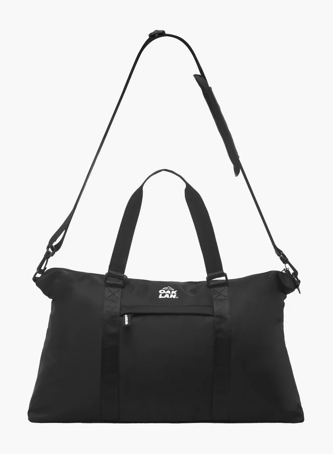 Oaklan by Shoexpress Men Logo Print Duffle Bag with Double Handles and Zip Closure