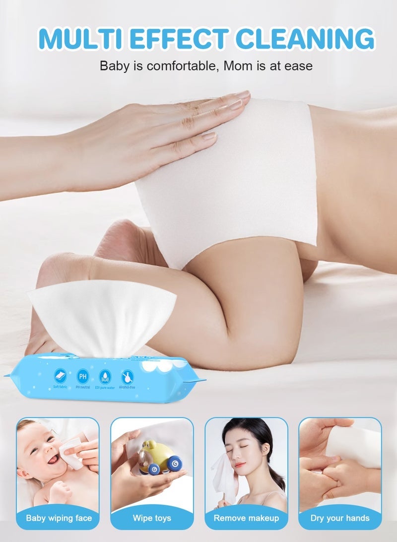 URbazaar Baby Wipes, Diaper Wipes for Sensitive Skin, Wet Wipes with 99% Water Based, Hypoallergenic, Safe and Gentle, 16 Packs (128 Wipes Total) - Image 5