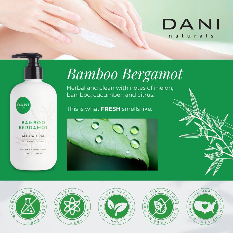 DANI Naturals Hand & Body Lotion - Clean Bamboo Bergamot Scented, Deep Hydration Lotion for Dry Skin, With Shea Butter & Aloe Vera, Natural & Organic Ingredients, Paraben-Free, 12 Oz - Image 5