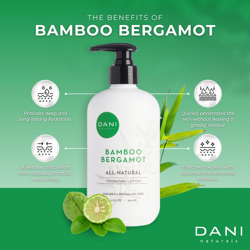 DANI Naturals Hand & Body Lotion - Clean Bamboo Bergamot Scented, Deep Hydration Lotion for Dry Skin, With Shea Butter & Aloe Vera, Natural & Organic Ingredients, Paraben-Free, 12 Oz - Image 2