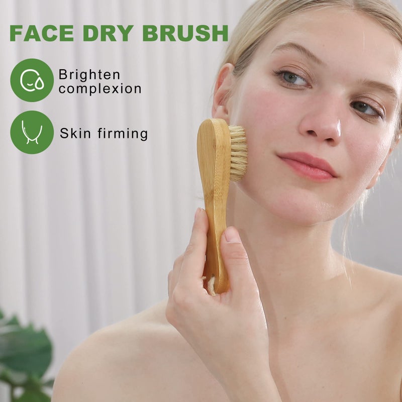 AIFEIVICO Natural Boar Bristle Dry Brush - Exfoliating Body, Face & Foot Brush, Long Handle Back Scrubber, Meridian Pressure for Lymphatic Drainage & Cellulite - Image 5