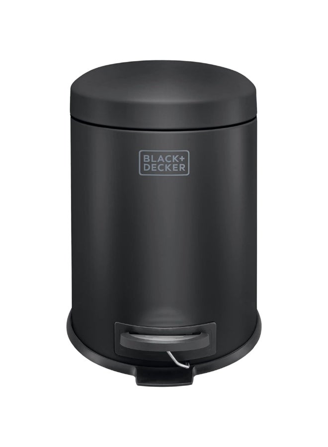 بلاك اند ديكر سلة نفايات وإعادة التدوير بدواسة وغطاء بشكل قبة وإغلاق ناعم أسود غير لامع 5 لتر 61345 - Image 1