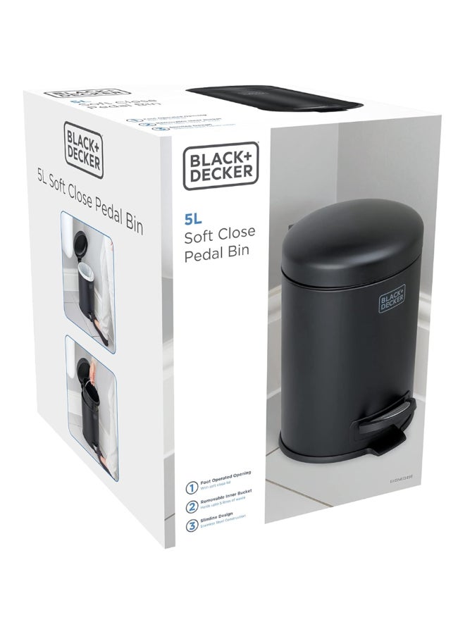بلاك اند ديكر سلة نفايات وإعادة التدوير بدواسة وغطاء بشكل قبة وإغلاق ناعم أسود غير لامع 5 لتر 61345 - Image 3