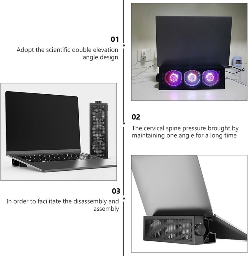 Speed RGB Gaming Laptop Cooling Pad with Stand Ergonomic Notebook Cooler Rack for Overheat Prevention and Comfortable Viewing Angle Laptop Accessory - Image 3
