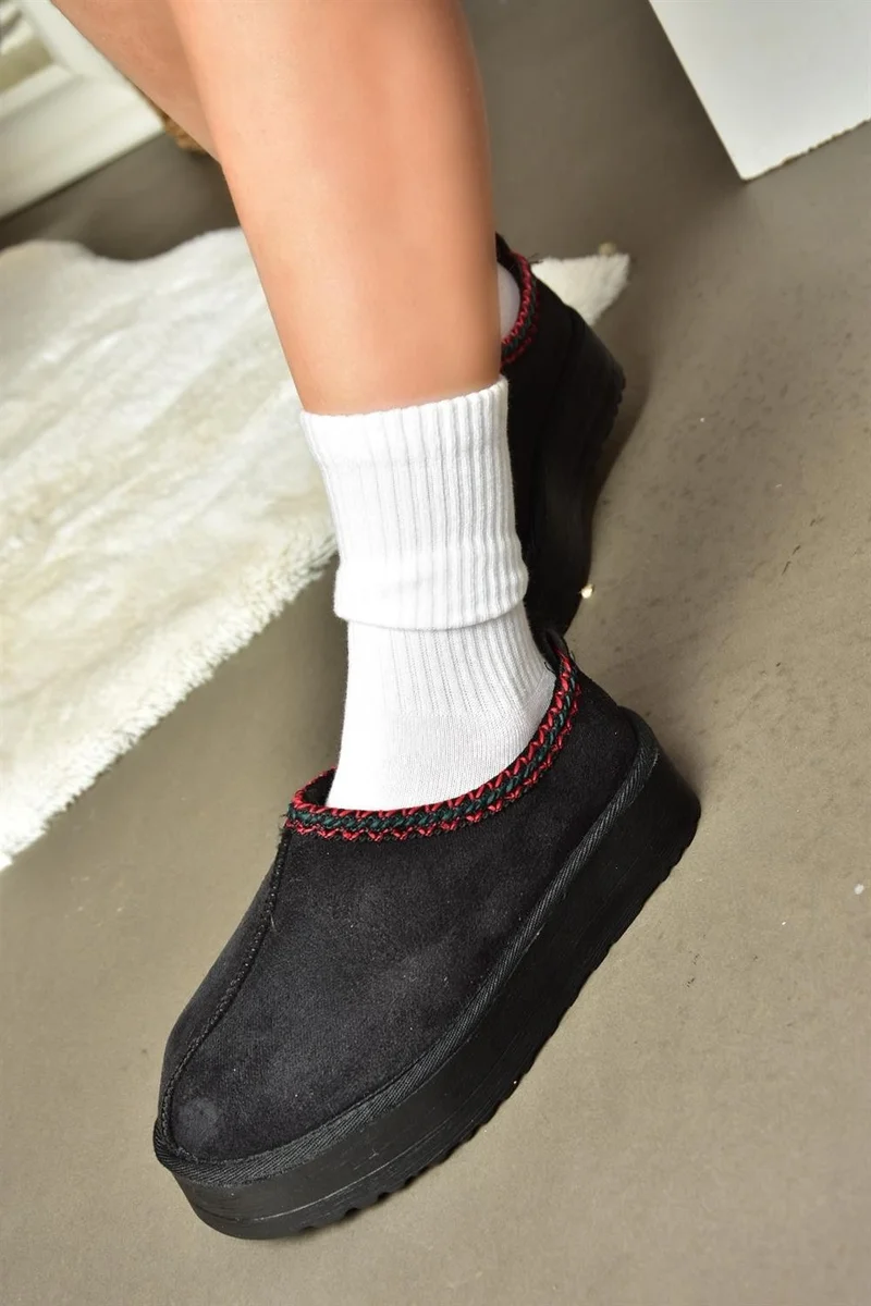 فوكس شوز R612047302 Black Suede Sole Women's Slippers