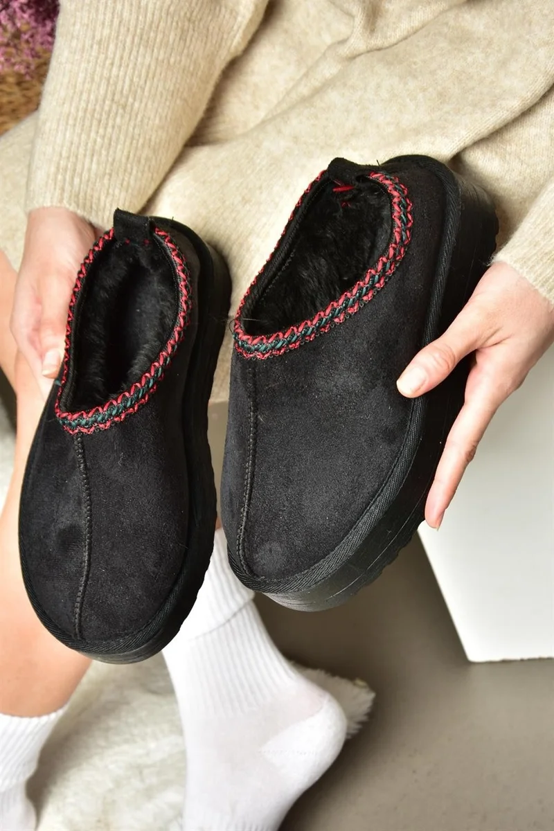 فوكس شوز R612047302 Black Suede Sole Women's Slippers