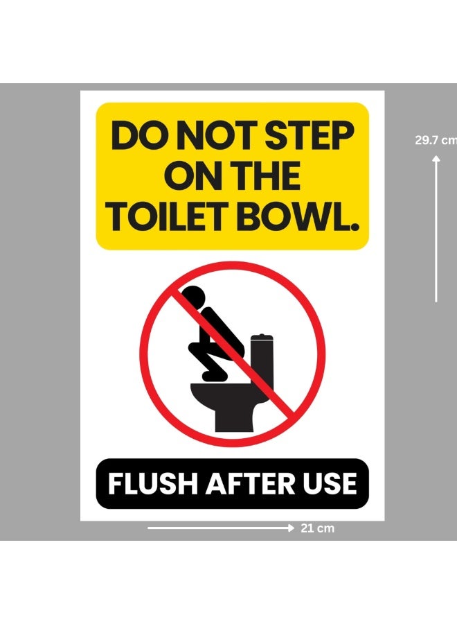 Do Not Sit on Toilet Bowl Sign Sticker – A4 Size Waterproof Vinyl Safety Label - Image 1