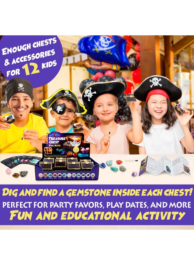 Dancing Bear Treasure Chest Dig Kit Party Pack For 12 Kids, Excavate 12 Surprise Real Gems & Crystals, Stem Education, Fun Pirate Booty Hunt, Science Activity Gift Sets For Girls And Boys - Image 3