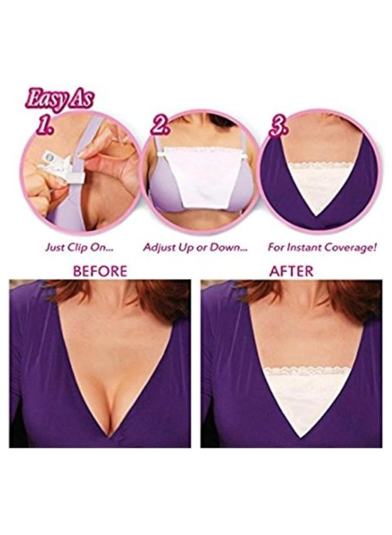 3Pcs Clip on Camisoles Custom Cleavage Control Lace Set Panels Cami Secret - Bra Extension (Black, Beige, White) (Package may Vary) - Image 2