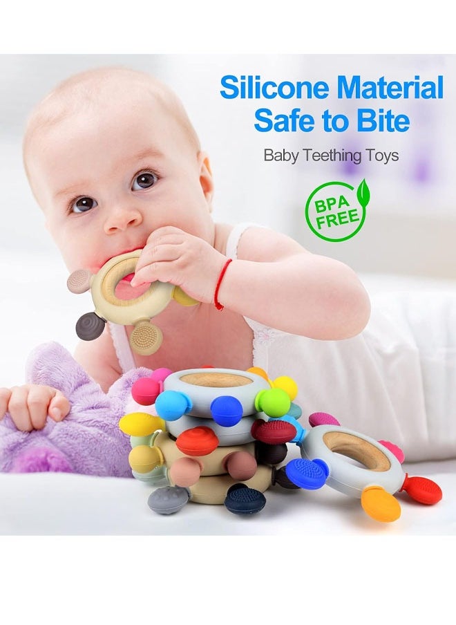 Aissiora Baby Teething Toys Silicone Teethers BPA Free Silicone Rudder Soothe Babies Gums for Toddler Infants, Baby Chew Toys for Sucking Needs Food Grade Silicone Teethers  - Image 4