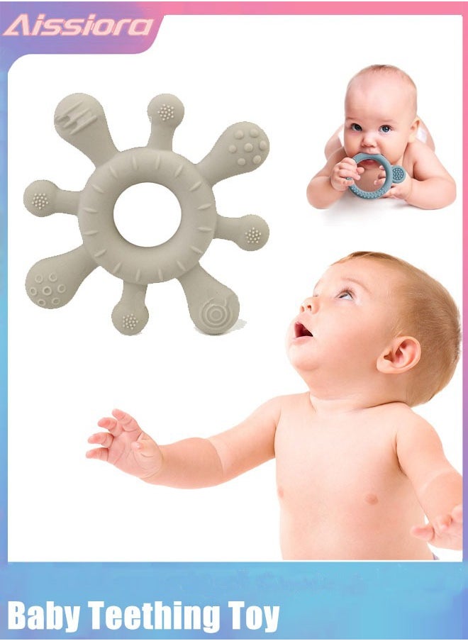 Aissiora Baby Teething Toys Silicone Teethers BPA Free Silicone Rudder Soothe Babies Gums for Toddler Infants, Baby Chew Toys for Sucking Needs Food Grade Silicone Teethers  - Image 1