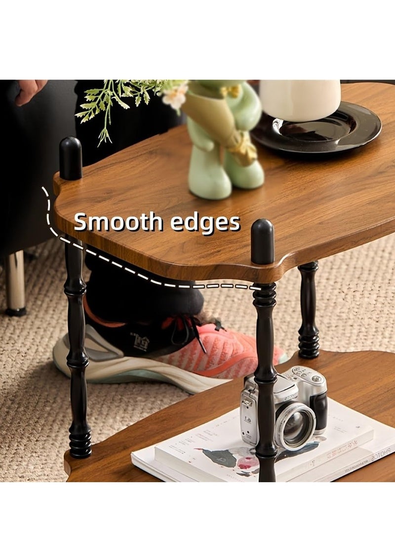 XiuWoo Retro Mid-Century Rolling Side Table Square Mobile Coffee Table with Wheels, Vintage Storage Cart for Living Room Couch Space-Saving End Table, Accent Organizer Shelf for Small Spaces - Image 5