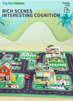 GROIC 3D Puzzles Town DIY Building Blocks Set, Educational Creative Puzzle, Supermarket, Flower Shop, Ice Cream Parlour, Holiday Hotel with Map and Doll Accessories City Scene Assemble Toys  - Image 3