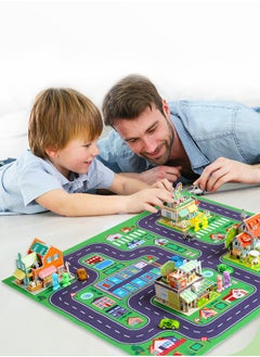 GROIC 3D Puzzles Town DIY Building Blocks Set, Educational Creative Puzzle, Supermarket, Flower Shop, Ice Cream Parlour, Holiday Hotel with Map and Doll Accessories City Scene Assemble Toys  - Image 5