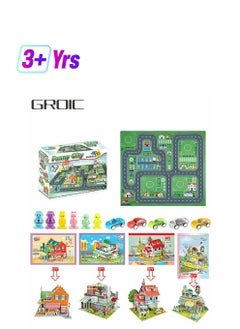 GROIC 3D Puzzles Town DIY Building Blocks Set, Educational Creative Puzzle, Supermarket, Flower Shop, Ice Cream Parlour, Holiday Hotel with Map and Doll Accessories City Scene Assemble Toys  - Image 1