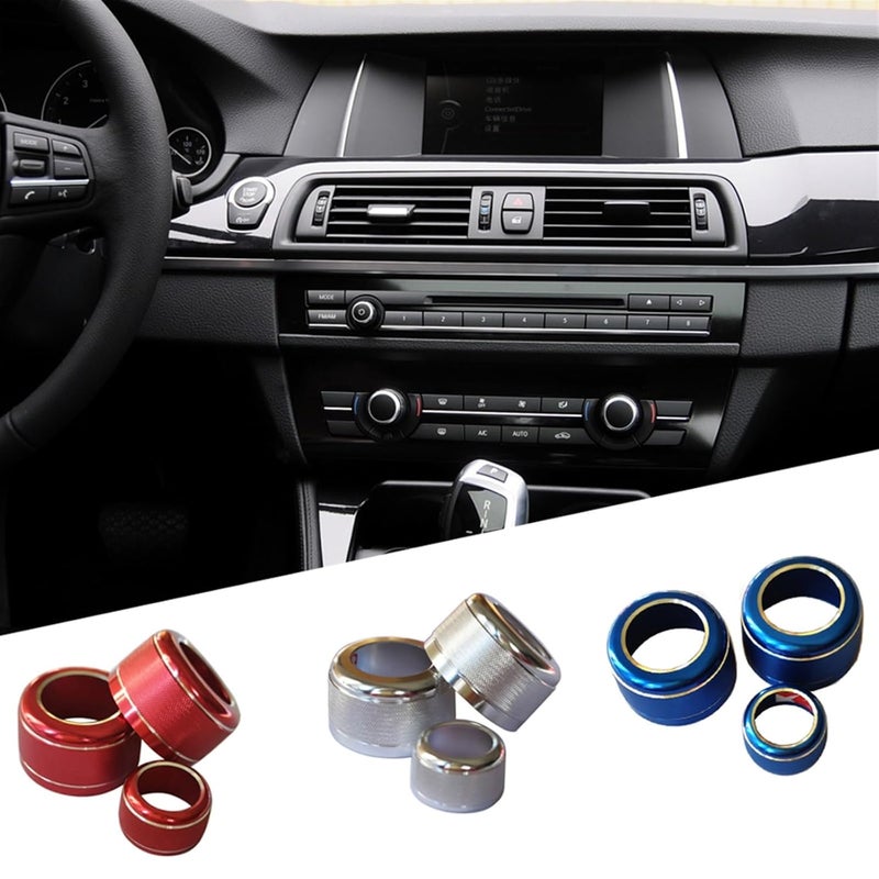 QASULER Car Air Conditioner Knob Trim Cover Ring Set - Image 3