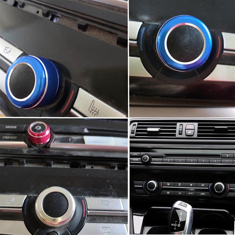 QASULER Car Air Conditioner Knob Trim Cover Ring Set - Image 5