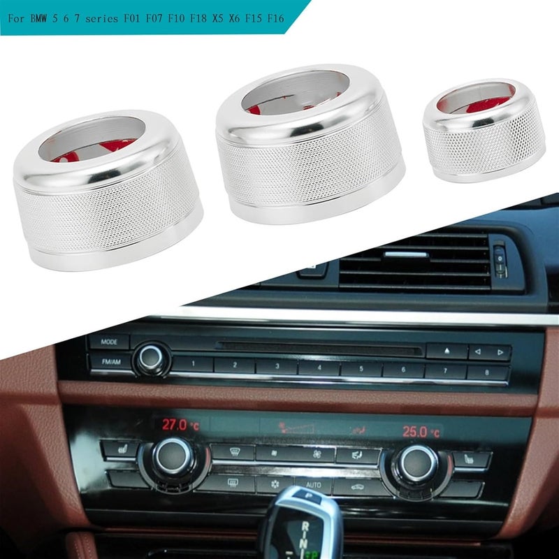 QASULER Car Air Conditioner Knob Trim Cover Ring Set - Image 4