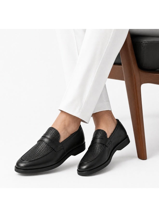 Men's genuine leather classic slip-on loafer – distinctive patterned design, comfortable sole and durable flexible base - Image 1