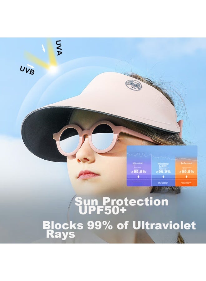 Moremerry Children's Sun Protection Hat, Visor Sun Hat, Face-covering Windproof Uv-resistant Sun Hat For Boys And Girls, Cherry Blossom Pink - Image 4