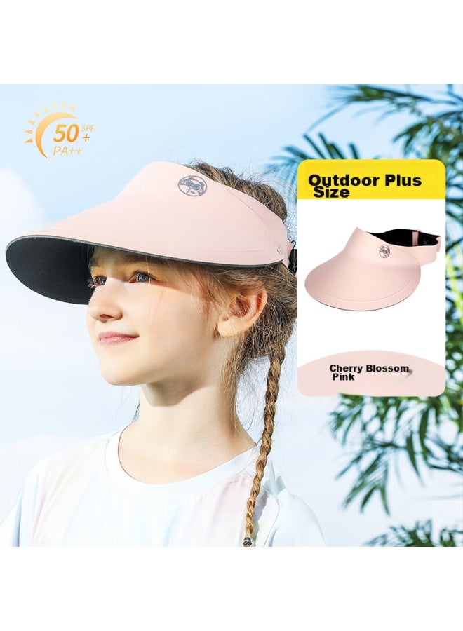 Moremerry Children's Sun Protection Hat, Visor Sun Hat, Face-covering Windproof Uv-resistant Sun Hat For Boys And Girls, Cherry Blossom Pink - Image 1