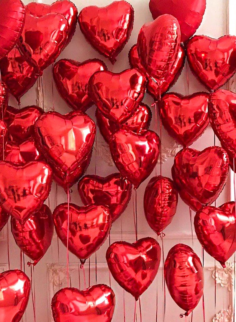 50 Red Heart Balloons,10" Foil Heart Balloons,Holiday Wedding Engagement Party Decoration Balloons - Image 1