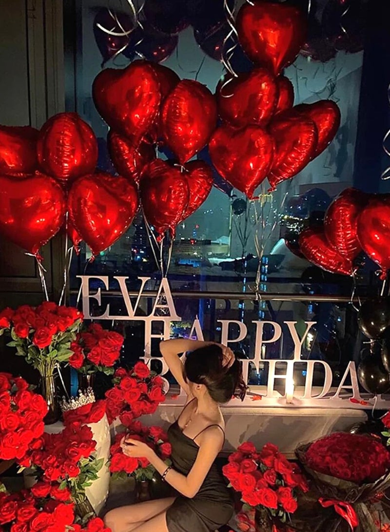 50 Red Heart Balloons,10" Foil Heart Balloons,Holiday Wedding Engagement Party Decoration Balloons - Image 2