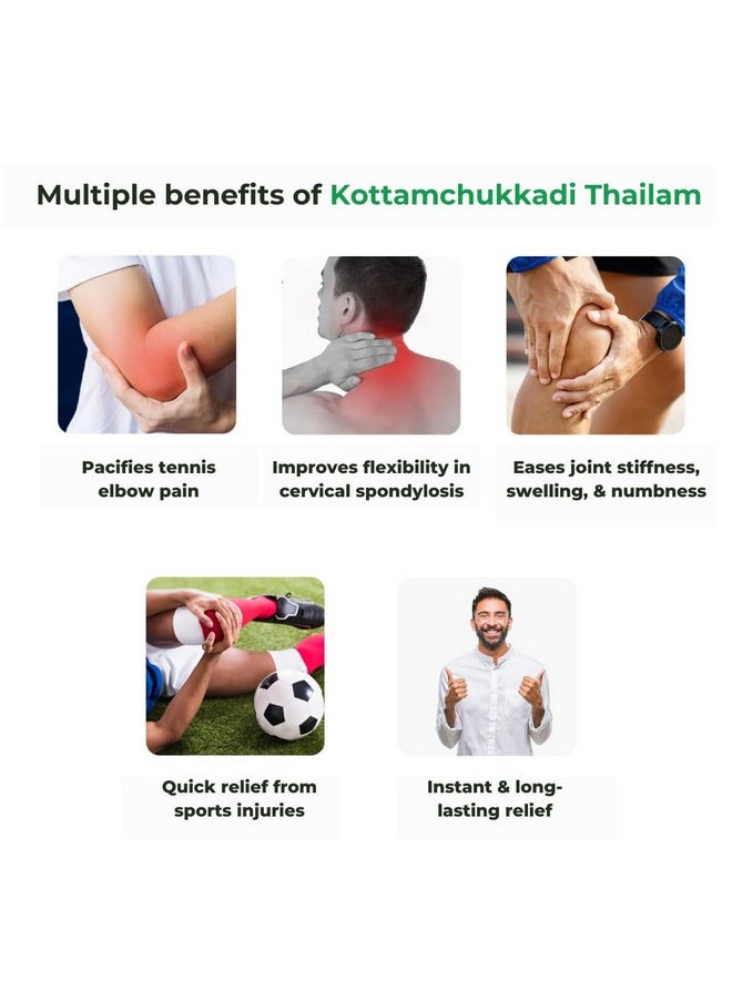 Kerala Ayurveda Kerala Ayurveda Kottamchukkadi Thailam 450 ML| For Tennis Elbow & Sports injuries | Relieves joint swelling and inflammation | Oil for Spondylosis| Cervical Spondylosis Pain Relief Oil | With Kottam, Chukku, Rasna, Devadaru in Sesame oil |  - Image 2