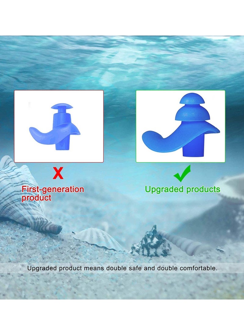 Excefore Swimming Ear Plugs, Ultra Comfy Silicon Swim Ear Plugs, Child Reusable Great Double Waterproof Earplugs for Water Sports Swimming Showering Surfing, 3 Pairs Green, Orange, Blue  - Image 2