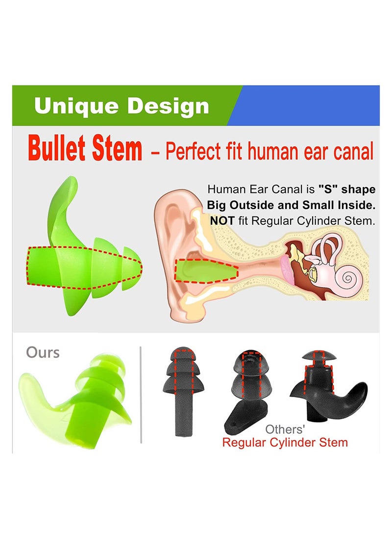 Excefore Swimming Ear Plugs, Ultra Comfy Silicon Swim Ear Plugs, Child Reusable Great Double Waterproof Earplugs for Water Sports Swimming Showering Surfing, 3 Pairs Green, Orange, Blue  - Image 3