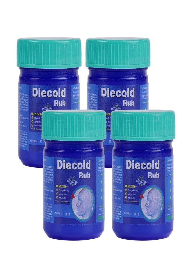 Leeford Diecold Ayurvedic Rub Balm | Quick Relief for Cold, Cough, Blocked Nose & Headache - Pack of 4 (25ml Each) - Image 1