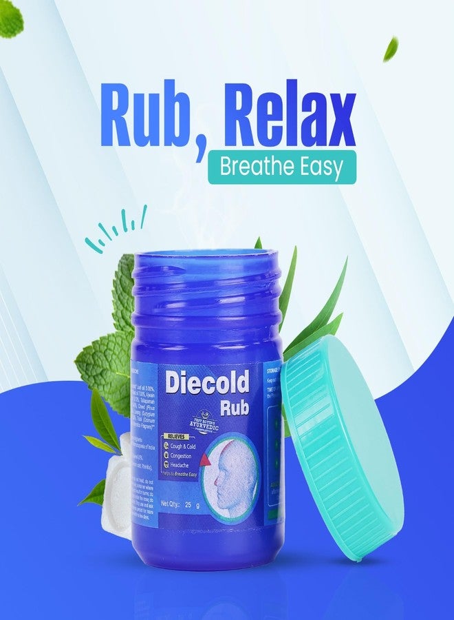 Leeford Diecold Ayurvedic Rub Balm | Quick Relief for Cold, Cough, Blocked Nose & Headache - Pack of 4 (25ml Each) - Image 2