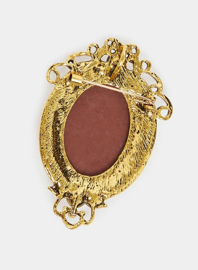Styli Cameo Brooch with Crystal Accents