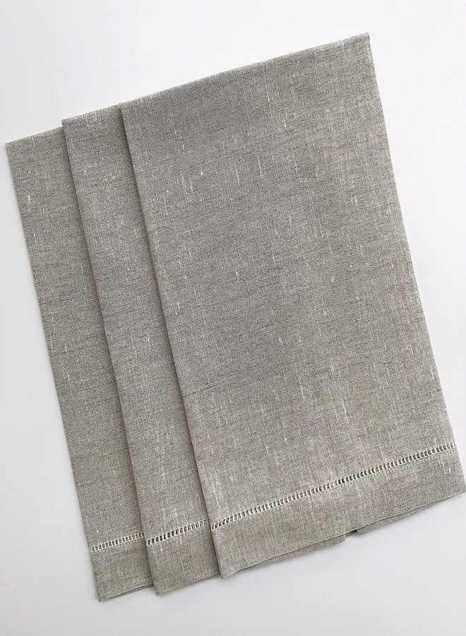 Minhcraft Natural Linen Hem Stitch Hand Towels - Set of 6 14"x22"-Ladder hemstitch 100% Linen Cloth Guest Towels Luxury - Image 3