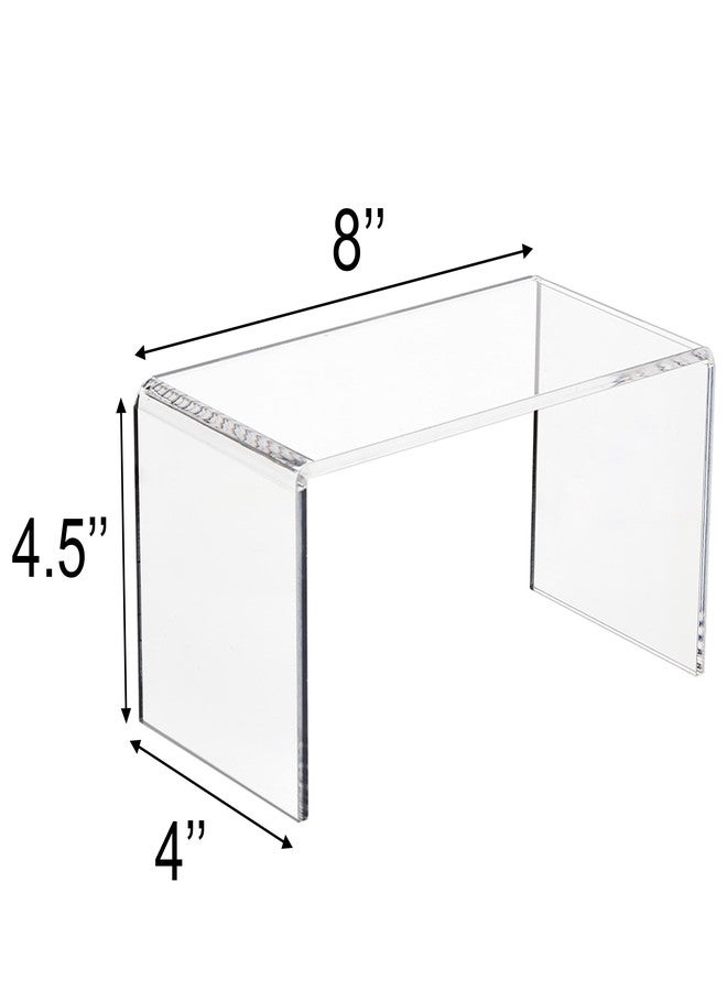 Jusalpha 2 PC Clear Acrylic Risers, Acrylic Display Risers Shelf Showcase Fixtures for Jewelry, Display Stand for Amiibo Funko POP Figures, Cupcakes, Food Display, Cabinet- (8''x 4''x 4.5'', 2 Sets) - Image 3