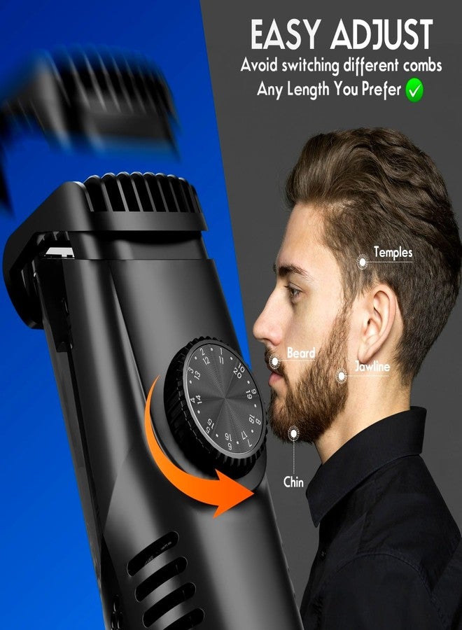 ATVOXIS Vacuum Beard Trimmer for Men Rechargeable, IPX6 Waterproof Mustache Trimmer with Adjustable Length Combs (1/25’’-4/5’’), Men’s Electric Stubble Trimmer, Cordless with Built-in Vacuum (Black) - Image 3