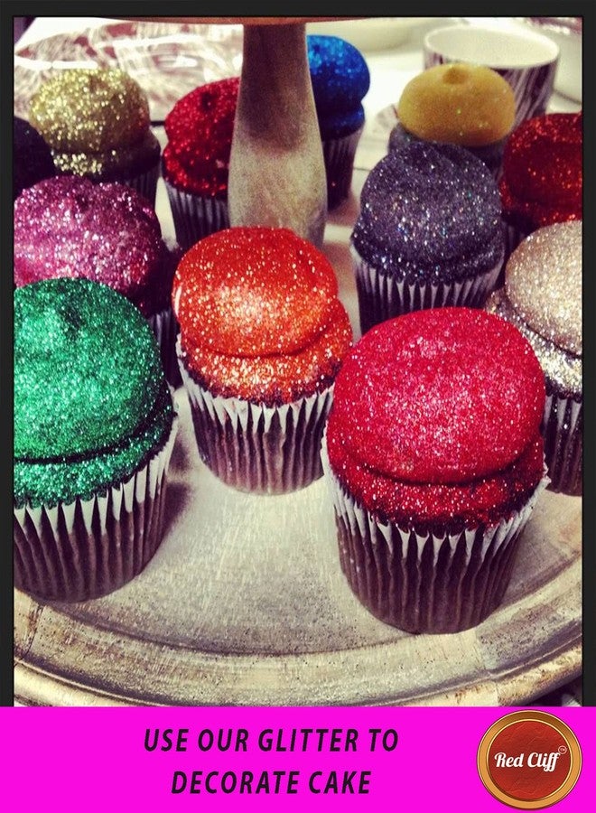 RED CLIFF Premium Edible Glitter - Combo Pack of 2 | Metallic Glitter Ideal for Cake Icing Decoration & Garnishing | 9g | (Green Glitter | 9gx2 |) - Image 4
