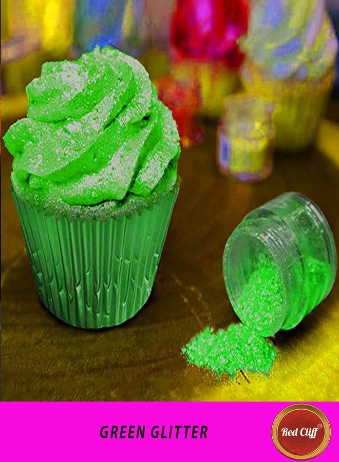 RED CLIFF Premium Edible Glitter - Combo Pack of 2 | Metallic Glitter Ideal for Cake Icing Decoration & Garnishing | 9g | (Green Glitter | 9gx2 |) - Image 2