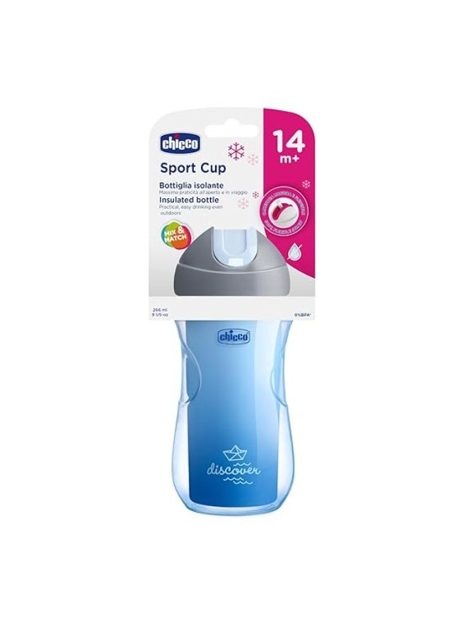 Chicco Mix & Match Sport Cup Insulated BPA-Free Plastic Bottle 14m+ Blue 266ml - Image 2