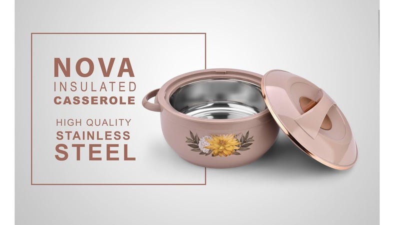Asian Plastowares Nova Casserole 1600ml | Premium Insulated ISI-Certified Hotpot | Elegant Serveware Set | Kitchen Gift Combo with Box | Rose Beige - Image 3