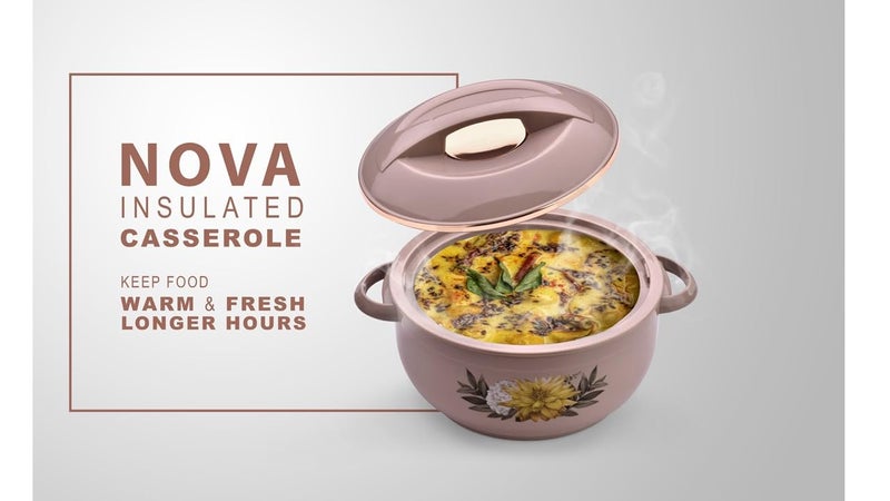 Asian Plastowares Nova Casserole 1600ml | Premium Insulated ISI-Certified Hotpot | Elegant Serveware Set | Kitchen Gift Combo with Box | Rose Beige - Image 4