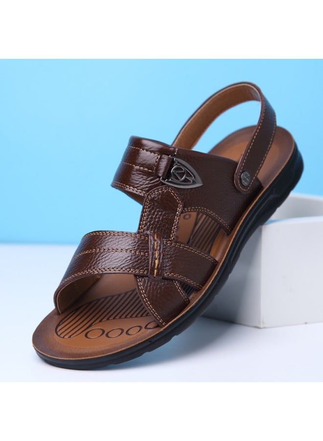 Song Feng Ya Summer Oversize 45 46 47 48 49 50 Yards Men's Beach Shoes Top Layer Leather Sandals Slippers Men 