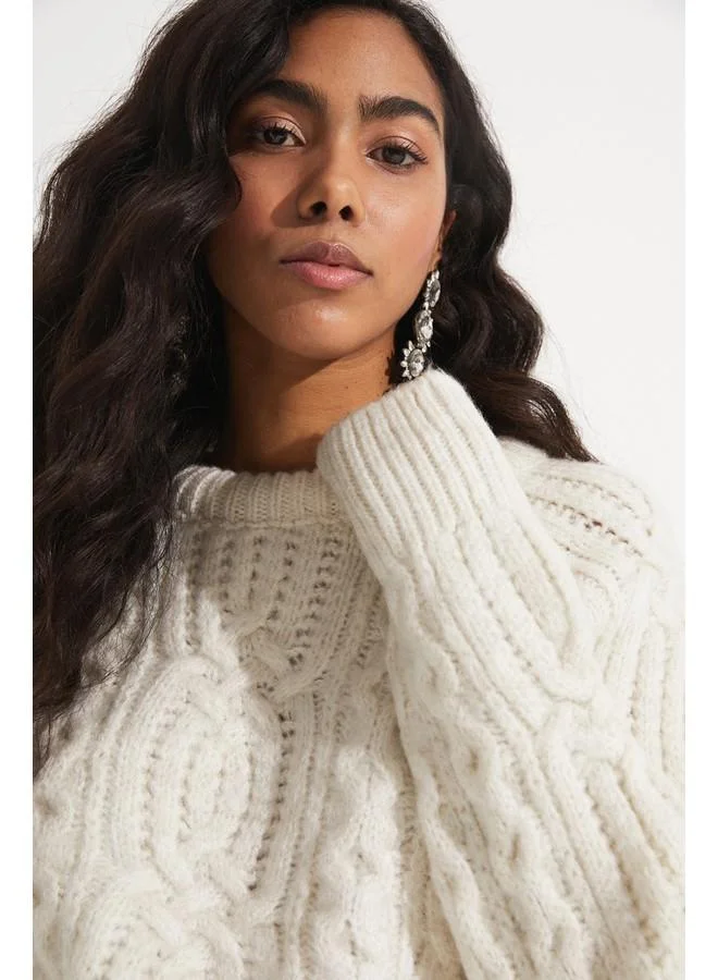 جون June Exclusive Wool Blend Knitted Sweater Stone