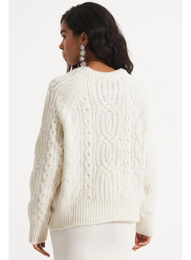 جون June Exclusive Wool Blend Knitted Sweater Stone