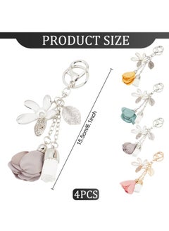Generic Rhinestone Keychains,4 Colors Purse Charms for Handbags Tassel Style Flower Car Key Charm for Women Car Key Daily 16CM (4Pcs)  - Image 5