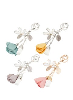 Generic Rhinestone Keychains,4 Colors Purse Charms for Handbags Tassel Style Flower Car Key Charm for Women Car Key Daily 16CM (4Pcs)  - Image 1