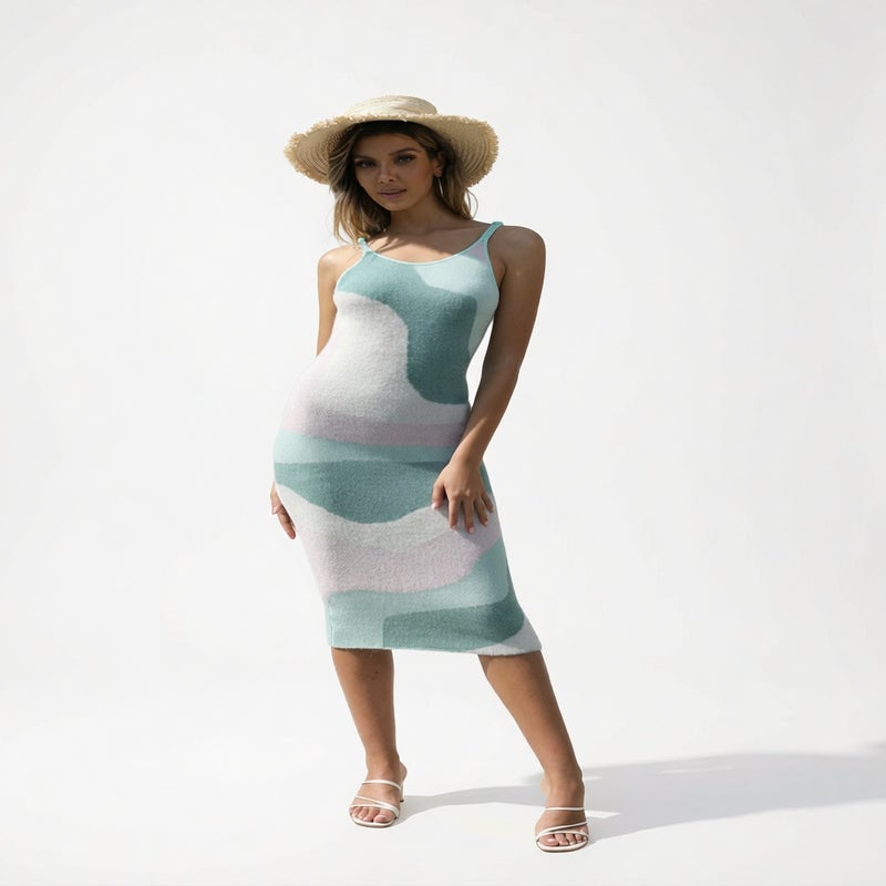 Plus Size Printed Knit Cover Up Beach Dress - Image 2